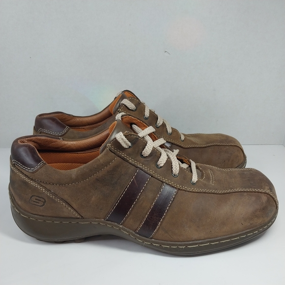 Vtg 90's Skechers Size 10.5 Brown Leather Lace Up Square Toe Y2k Casual Shoes - Picture 6 of 12